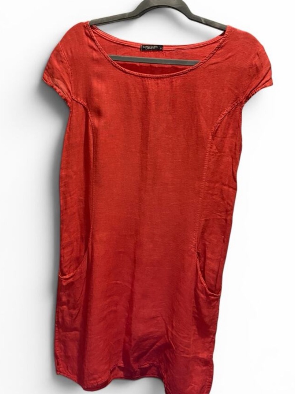 Lungo L’Arno Linen Dress MADE IN ITALY Rust Orange Lightweight Pockets Capsleeve
